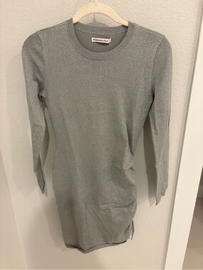 Abercrombie & Fitch Metallic Silver Crewneck Sweater